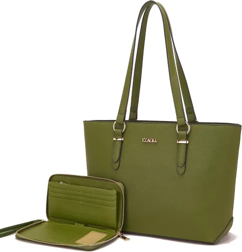 Miniatura 29 de YZAOLL Bolsos para mujer de cuero sintético, medianos y grandes, bolso de hombro, cartera, juego de bolso de mano y billetera