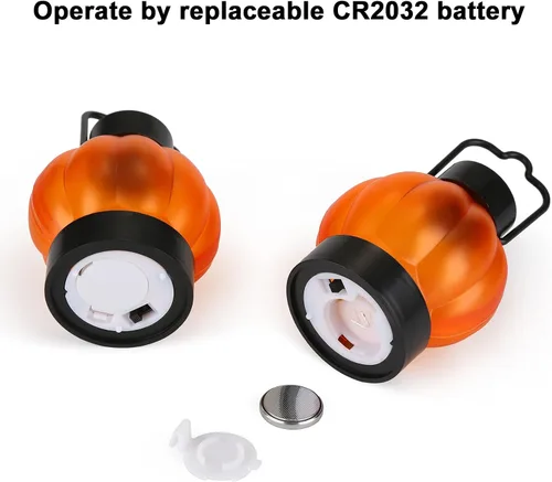 Miniatura 6 de IMAGE Farol de calabaza parpadeante, paquete de 12 luces LED parpadeantes de Halloween con velas sin llama que funcionan con pilas para Halloween