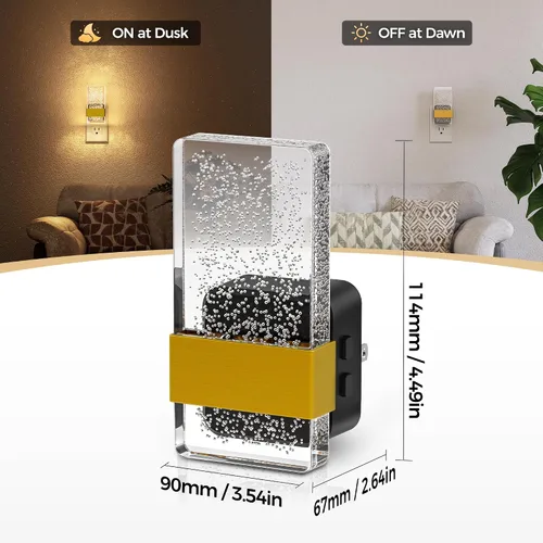 Miniatura 4 de DORESshop Luces nocturnas LED enchufables a la pared, luz nocturna regulable de 3 niveles, luz nocturna decorativa de burbujas, sensor de atardecer