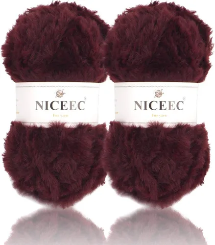 Miniatura 64 de NICEEC Hilo de Pelo Sintético Super Suave, Grueso y Esponjoso, Hilo de Pestañas para Crochet y Tejido (Longitud Total 192m/9.1kg) - Otoño/300g