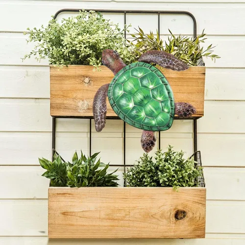 Miniatura 4 de Surakey Decoración de pared de tortuga marina de metal, decoración de pared de tortuga marina, adorno colgante de animales para el hogar