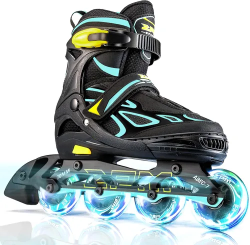 Miniatura 11 de 2PM SPORTS Vinal - Patines en línea ajustables intermitentes para niñas, todas las ruedas se iluminan, divertidos patines iluminadores para niños