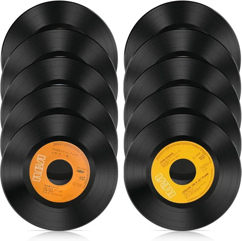 10 discos de vinilo reales, lote de discos de vinilo de 7 pulgadas para manualidades y decoración, estética de pared vintage, decoración de fiesta