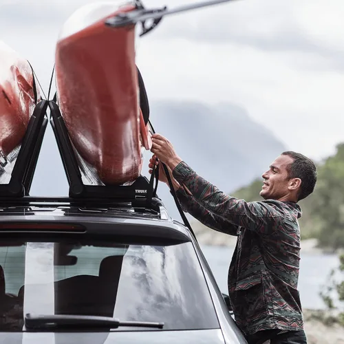 Miniatura 6 de Thule Hull-a-Port Aero - Estante para kayak en la azotea, lleva 1 kayak, diseño antirrobo, diseño plegable, superficie de montaje acolchada de goma