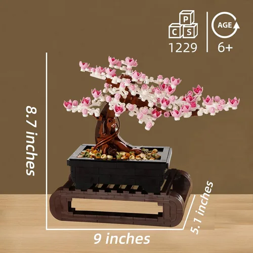 Miniatura 3 de Juegos de construcción de árboles de cerezo, juegos de árboles bonsái Le-go para adultos, colección botánica 3 en 1, planta de bricolaje, regalo