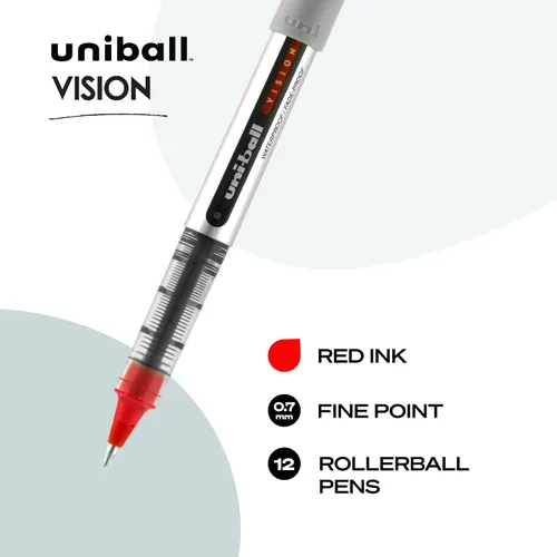 Miniatura 3 de uni-ball Vision - Bolígrafos de punta fina (132 de pulgada), color rojo, 12