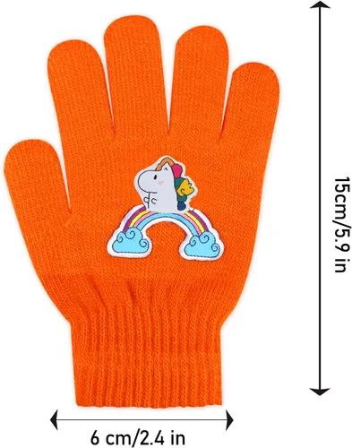 Miniatura 35 de Hicdaw 6 pares de guantes de invierno para niños, guantes de punto elásticos y cálidos para niños o niñas