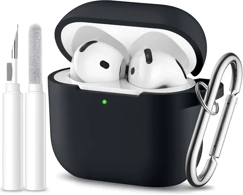 Miniatura 19 de Funda protectora completa de silicona suave para AirPods 4 con llavero y kit de limpieza, compatible con Apple Airpods 4 para mujeres y hombres