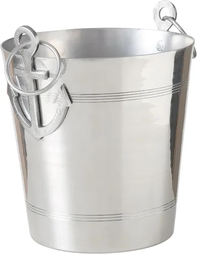 WHW Whole House Worlds Anchors Cubo de hielo, enfriador de vino de lujo con asas y lazos, aluminio, 12.25 pulgadas
