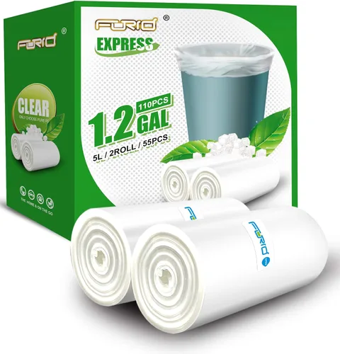 Miniatura 9 de FORID Bolsas de basura transparentes, bolsas de basura de 8 galones, bolsas de basura de plástico para basura, 110 unidades, para baño, dormitorio