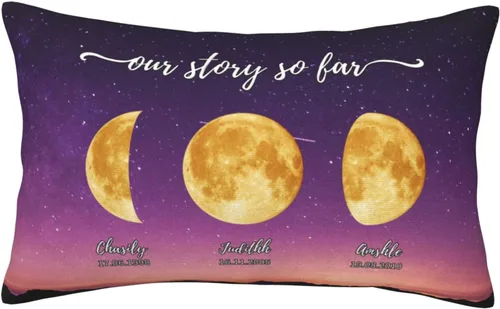 Miniatura 16 de Custom The Day You Became Our Mom Pillow Cover, Personalized Family Birth Moon Phase Pillowcases with Name Birthdate Gift for Mom Dad Father's Day