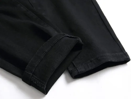 Miniatura 6 de Junbaoss - Jeans elásticos ajustados para hombre, pantalones de mezclilla ajustados rasgados para hombre, pantalones de cintura flexible de pierna
