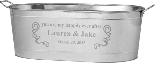 Miniatura 11 de Let's Make Memories Bañera de bebidas personalizada con soporte, para bodas, recién casados, tina de metal galvanizado, enfriador de bebidas, 5.5