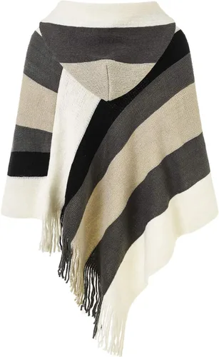 Miniatura 2 de Ferand - Suéter tipo poncho a rayas para mujer, estilo casual, chal con flecos versátiles