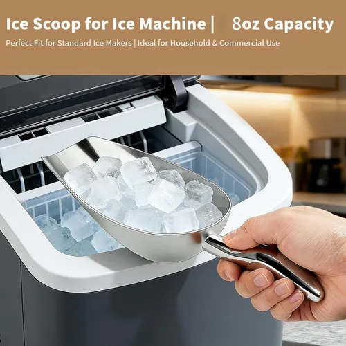 Miniatura 5 de Cuchara de hielo de acero inoxidable 304 de 8 onzas para congelador y máquina de hielo, paquete de 2 unidades, cuchara de metal resistente, apta