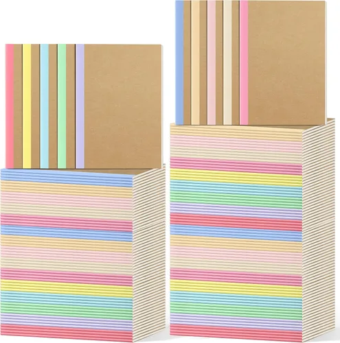 Miniatura 11 de Handepo 100 paquete de cuadernos de composición A5/A6 con líneas rayadas, cuadernos de composición de cartón Kraft a granel con cubierta suave
