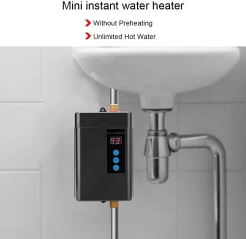 Miniatura 4 de Calentador de agua caliente instantáneo eléctrico de 110 V 3 KW, calentador de agua a pedido sin tanque con Rem0te Contr0l, frecuencia variable