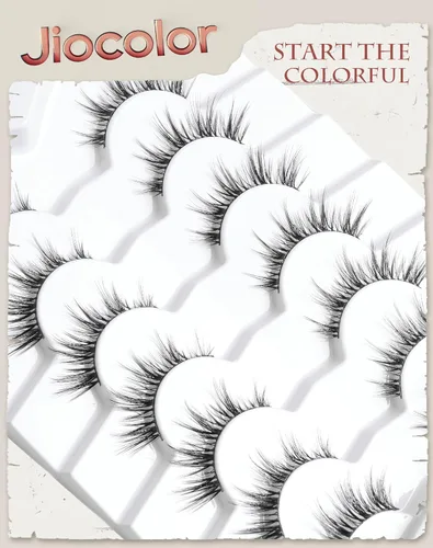 Miniatura 4 de Jiocolor - Pestañas naturales que parecen extensiones, pestañas de tira, aspecto natural, banda delgada, pestañas postizas finas, pestañas de ojo