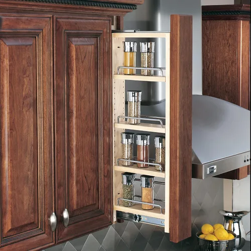 Miniatura 3 de Rev-A-Shelf Organizador de pared extraíble para armario de cocina, organizador de despensa deslizante con cierre suave en varios tamaños, madera
