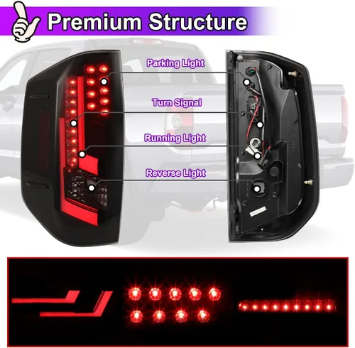 Miniatura 5 de Nixon Offroad Luces traseras para Toyota Tundra 2014 2015 2016 2017 2018 2019 2020 2021 luces traseras LED de repuesto para luces traseras