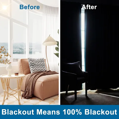 Miniatura 2 de DWCN Cortinas 100% opacas de 63 pulgadas de largo para dormitorio, decoración del hogar, aislamiento térmico, bloqueo de luz, oscurecimiento de Gris
