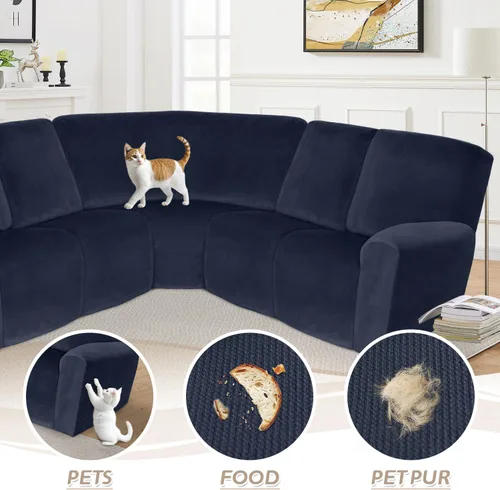Miniatura 74 de Arfntevss Fundas de sofá seccional reclinable de terciopelo, Funda de sofá seccional de esquina para sofá reclinable, Funda elástica suave