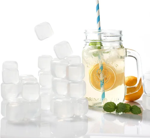 Miniatura 11 de Cubos de hielo de plástico reutilizables, paquete de 25 cubos de hielo coloridos recongelables para bebidas, whisky, vodka o café, cubos de hielo