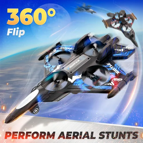 Miniatura 3 de BEZGAR Drones para niños Avión RC de 2.4 GHZ Avión de control remoto, mini helicóptero de avión de acrobacia, juguete de caza de combate de 360°