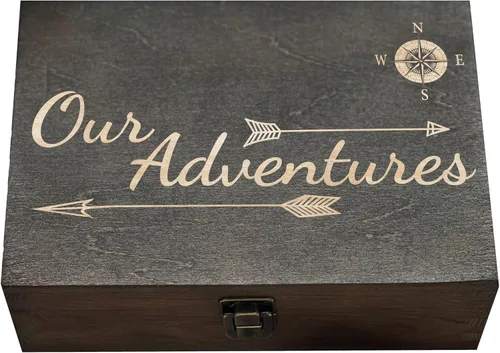 Miniatura 9 de Our Adventures Box, 8.5 x 8 x 2.5 pulgadas, caja de madera, caja de recuerdo, caja de memoria, caja de regalo, regalo de 5 aniversario, ideas