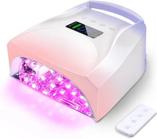 Miniatura 10 de Lámpara de uñas UV inalámbrica de 52 LED, alta potencia de 96 W, base de espejo magnético, luz de pulgar, 4 temporizadores, sensor automático