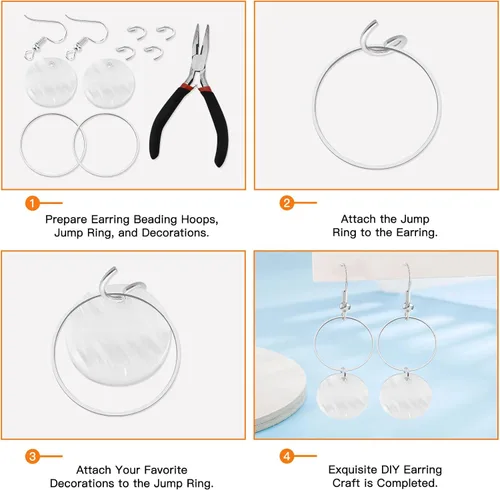 Miniatura 3 de 40 aretes de aro para hacer joyas de 1.976 pulgadas, aretes redondos con cuentas redondas, anillos de enlace de bisel abierto, aretes redondos 40