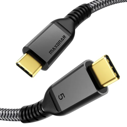 Maxonar Cable Thunderbolt 5 de 80 Gbps de 4 pies, carga de 240 W, pantalla dual de 8K, 3 veces más rápido que TB4 para editores de video de 16 K /
