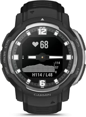 Miniatura 2 de Garmin Instinct Crossover, reloj inteligente híbrido resistente, manecillas analógicas y pantalla digital, color negro