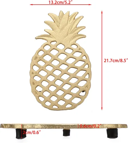 Miniatura 3 de Sumnacon Paquete de 2 salvamanteles rectangulares de hierro fundido, salvamanteles de hierro rústico para encimera de cocina, mesa de comedor Dorado