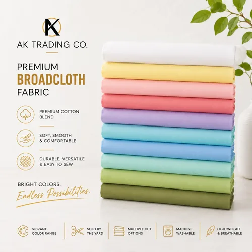 Miniatura 3 de AK Trading CO. Tela broadcloth premium de mezcla de algodón de 60 pulgadas de ancho por yarda - Azul bebé