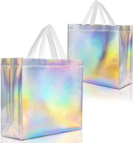 Miniatura 15 de Nush Nush Bolsas de regalo negras y doradas de tamaño mediano, juego de 12 bolsas de regalo reutilizables con asa