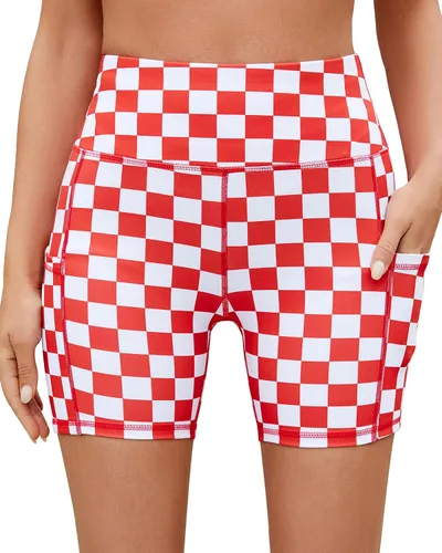 Miniatura 7 de AHLW Pantalones cortos de ciclismo suaves para mujer, con bolsillos, cintura alta, elásticos, cómodos, atléticos, para correr, yoga