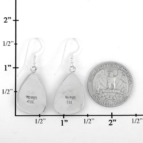 Miniatura 4 de Pendientes turquesa de plata de ley 925 y piedras preciosas auténticas, Metal Gema, Turquesa