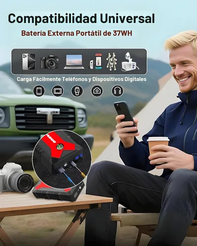 Miniatura 4 de Arrancador de Batería de Coche, Arrancador de Batería Portátil de 4000A (para Motor de Gasolina de 9.0L o Diésel de 7.0L), Caja de Arranque, Paquete