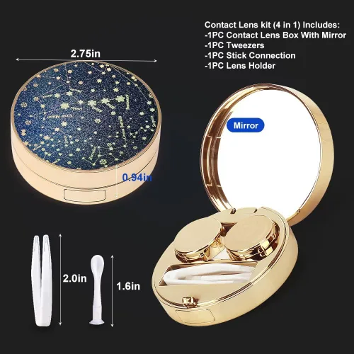Miniatura 6 de ofone Estuche para lentes de contacto, kit de viaje con herramienta removedora, pinzas de espejo, contenedor portátil para lentes de contacto
