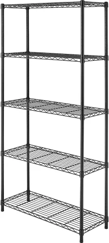 Whitmor Estantería de 5 niveles de alambre, estantes de almacenamiento de metal, estante duradero y resistente, fácil montaje para despensa, cocina,