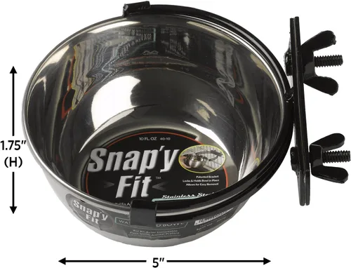 Miniatura 5 de MidWest Homes for Pets Snap'y Fit - Tazón de acero inoxidable para alimentos o agua, capacidad para 10 onzas, se monta en jaulas de alambre, diseño