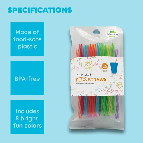 Miniatura 6 de Jacent Pajitas reutilizables de plástico para niños más cepillo de limpieza, 6 pulgadas: 24 pajitas
