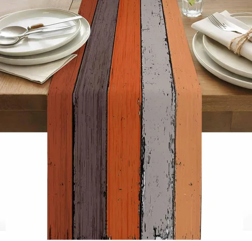 Miniatura 61 de Ocean Hues Farmhouse - Camino de mesa de lino y algodón, estilo retro, con textura de madera de granero rústica, degradado, azul, gris, Azul