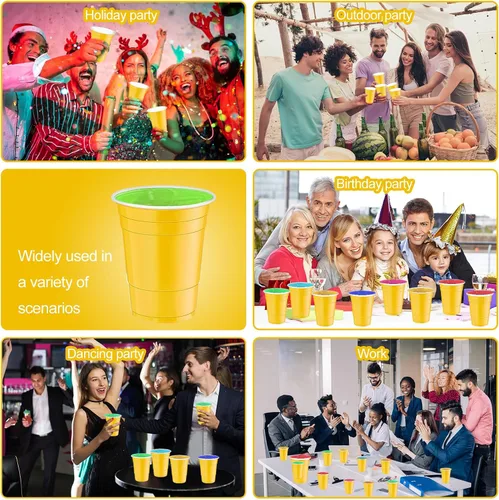 Miniatura 7 de 120 piezas 16 onzas Vasos de plástico amarillos para Acción de Gracias Vasos desechables de plástico amarillos Vasos de fiesta para beber