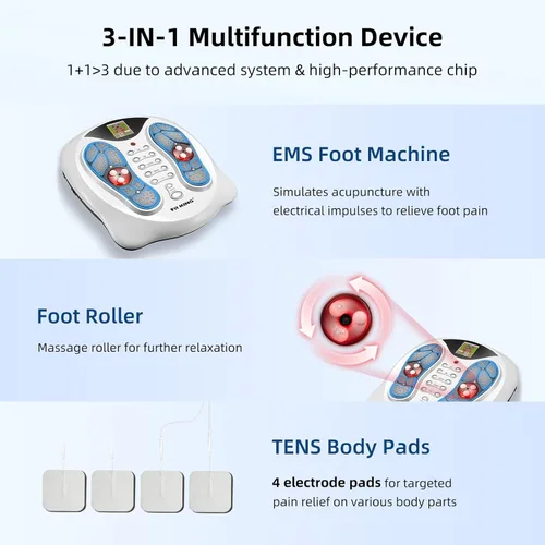 Miniatura 8 de FIT KING Alivio del dolor de neuropatía para masajeador de pies, masajeador de pies EMS para neuropatía con almohadillas TENS, estimulador