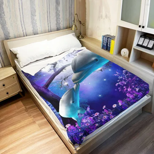 Miniatura 3 de SXCHEN Manta Late Night Forest Blue Whale 2 delfines de 59.8 x 79.5 in
