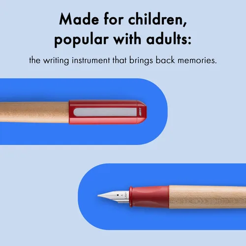 Miniatura 4 de LAMY ABC RED - Pluma estilográfica apta para niños para escribir principiantes con agarre ergonómico y punta de acero pulido en tamaño A - Madera