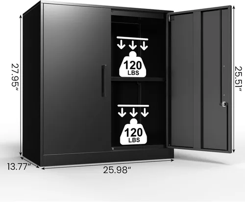 Miniatura 3 de LUCYPAL Armarios de almacenamiento de metal con 2 puertas y asa, gabinete de almacenamiento con bloqueo de acero con estantes ajustables, gabinete