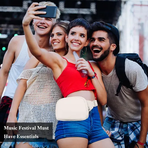 Miniatura 6 de Everywhere - Riñonera grande de 2 litros, impermeable para todas partes, para mujeres y hombres con correa ajustable, Blanco, Moda
